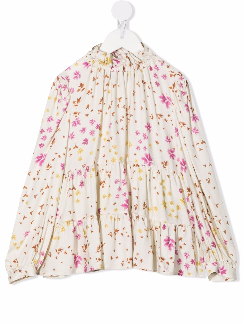 Floral-print panelled blouse - Neutrals