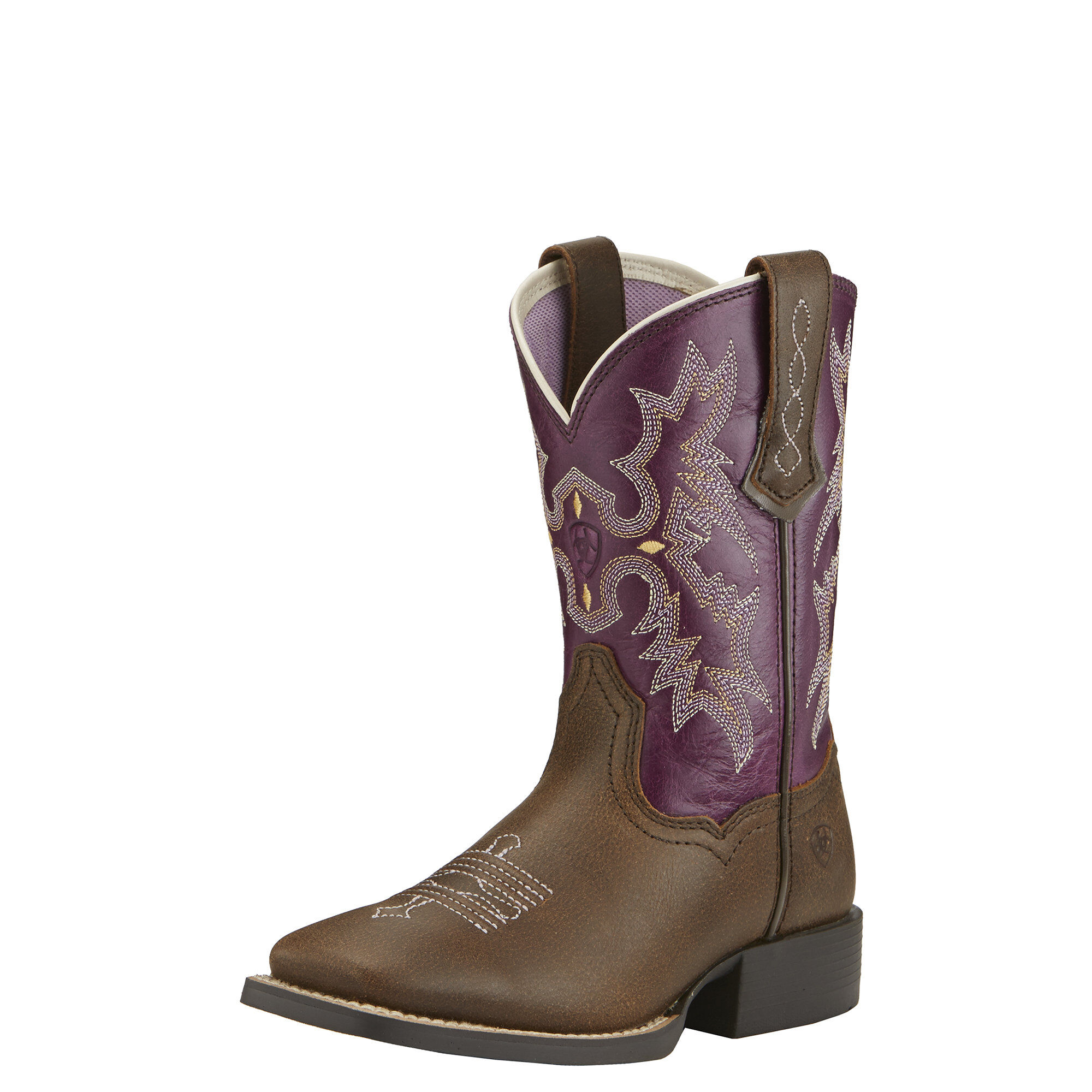 Kid's Tombstone Western Boots in Vintage Bomber Plum Leather, B Medium Width