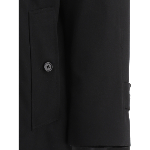 Gabardine hooded car coat - Black