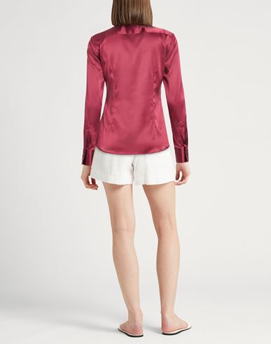 Woman Shirt Burgundy Size 10 Silk, Elastane