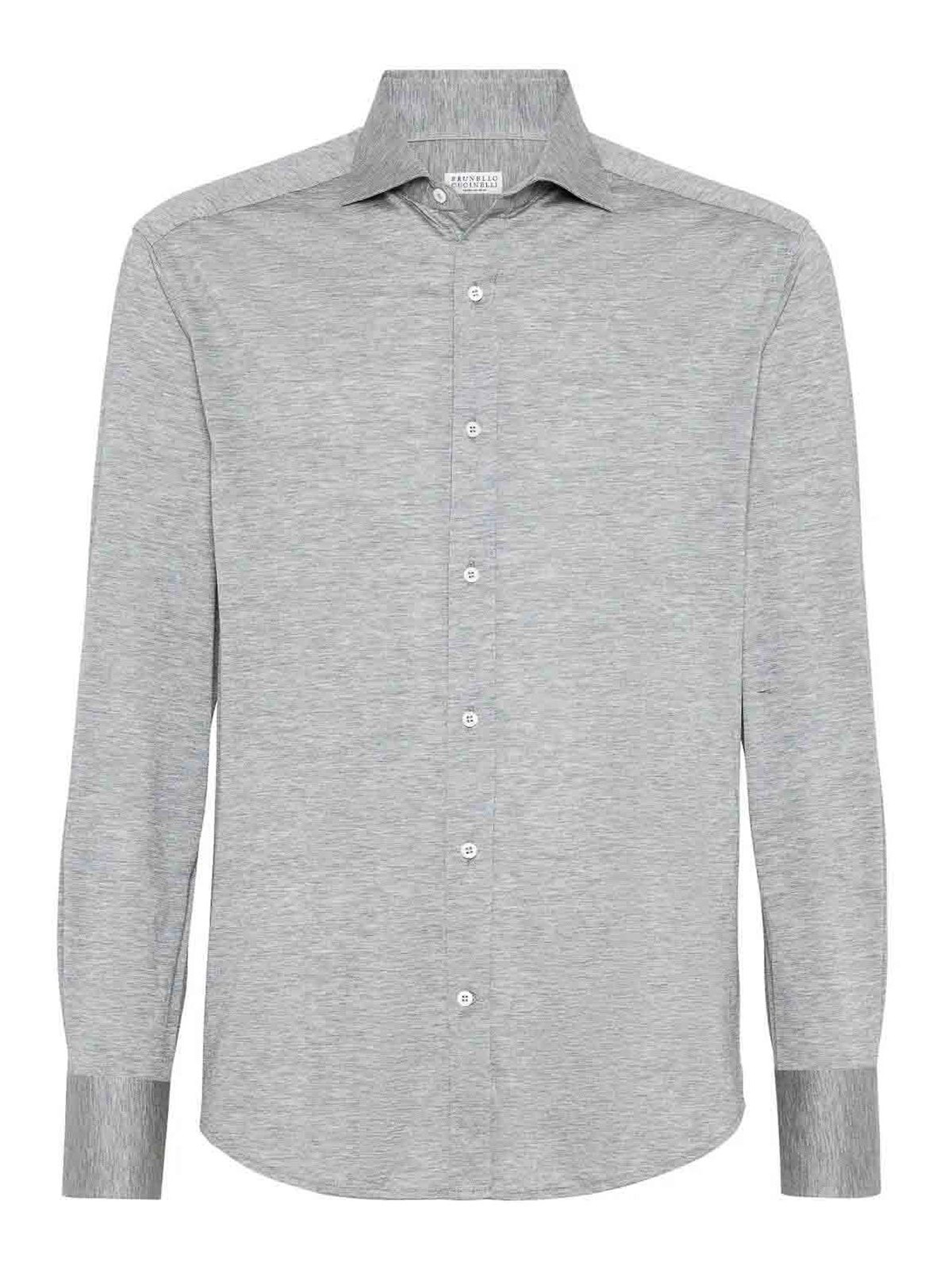 Silk-cotton button-up shirt - Grey