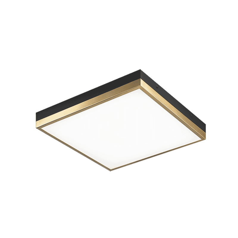 Black Aged Gold Brass One Light Flush Mount from the Tux Collection