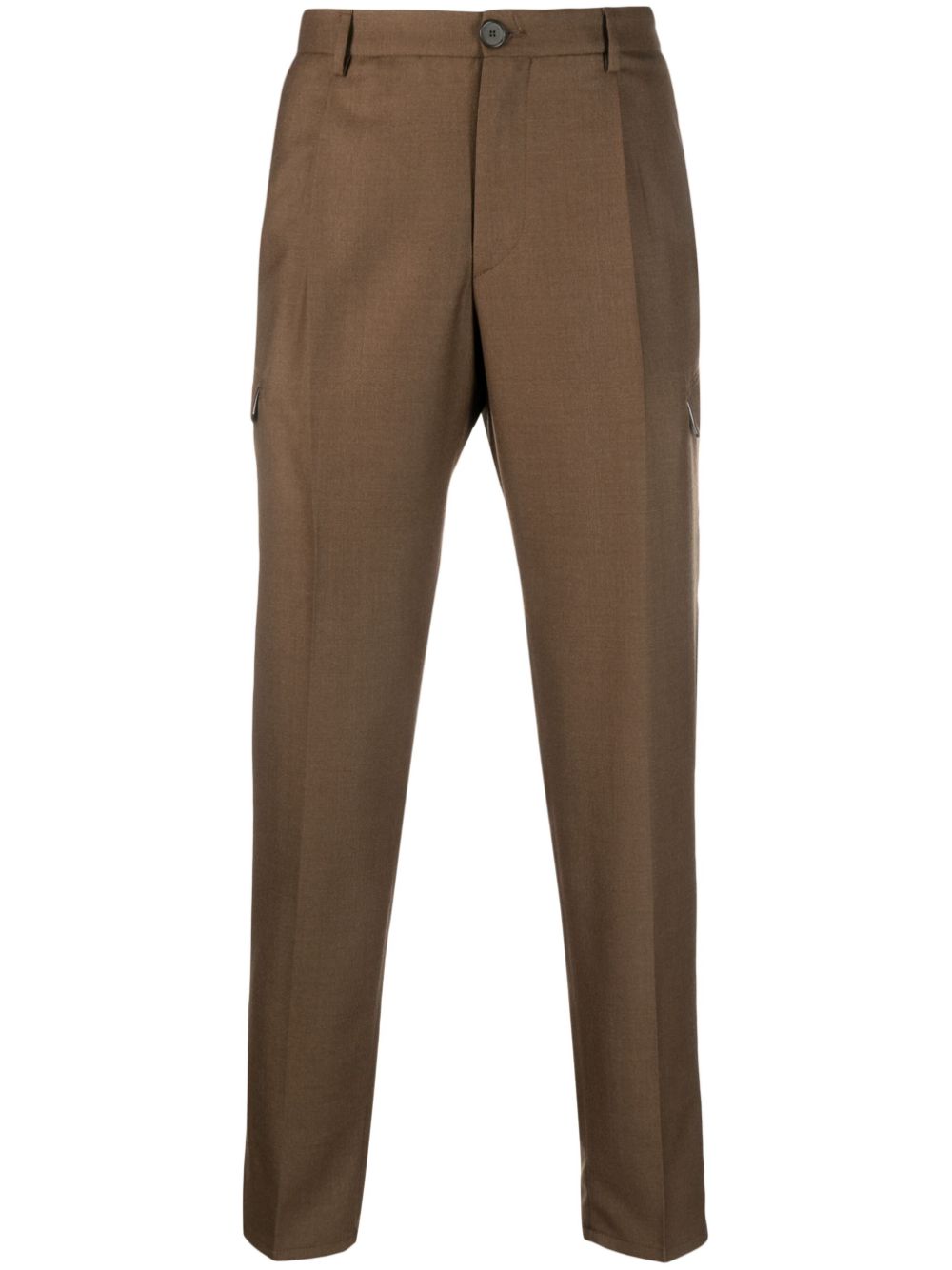 Pleated virgin-wool trousers - Brown
