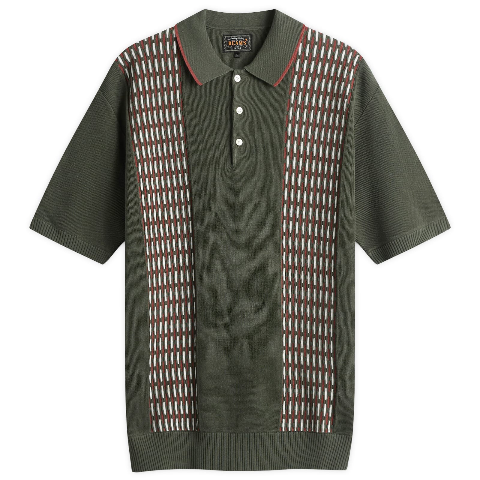 Men's Jacquard Stripe Knit Polo in Green