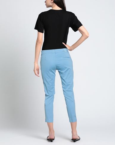 Woman Pants Azure Size 10 Cotton, Elastic fibres