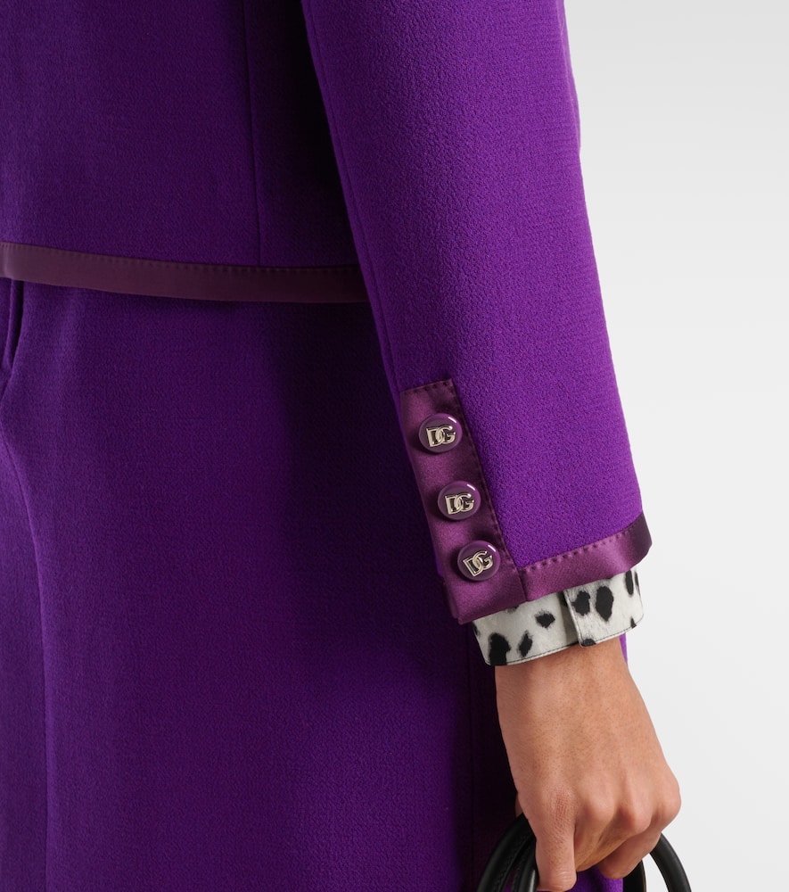 DG satin-trimmed wool-blend crêpe jacket
