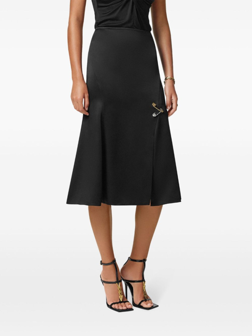 Safety Pin Flared Midi Skirt