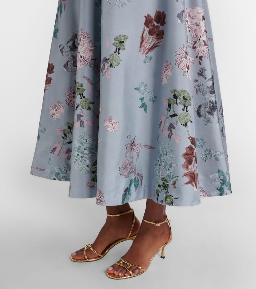 Varda floral silk midi skirt