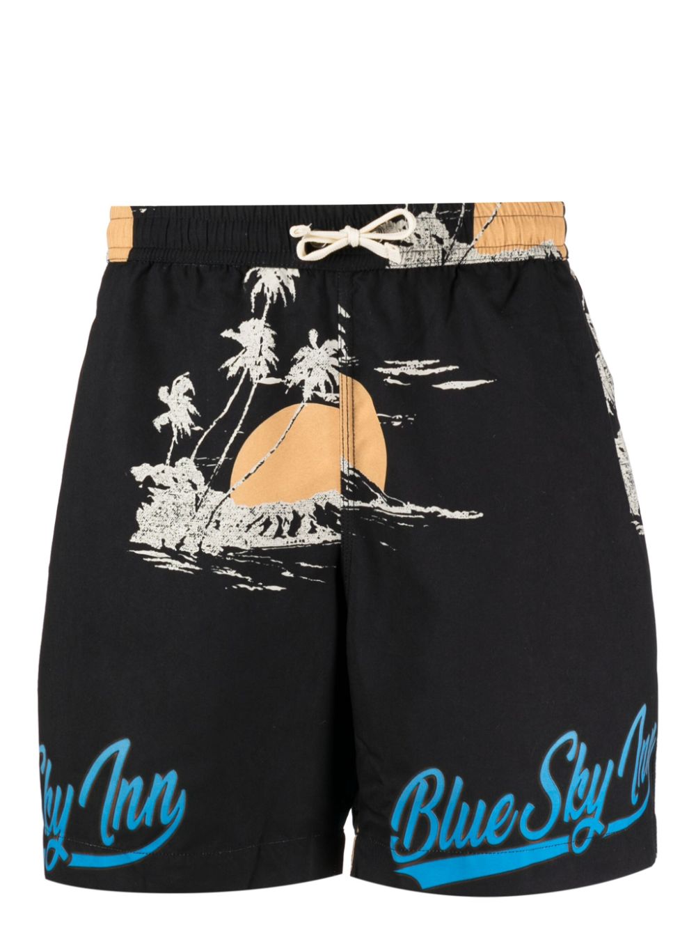 Palm-tree print swim shorts - Black