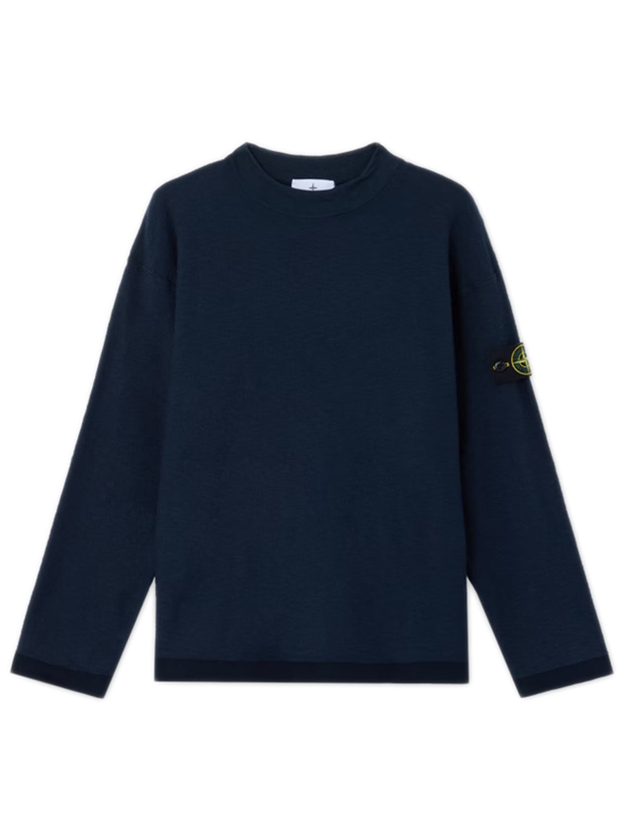 Ribbed Knit Sweatshirt with Stone Badge Detail