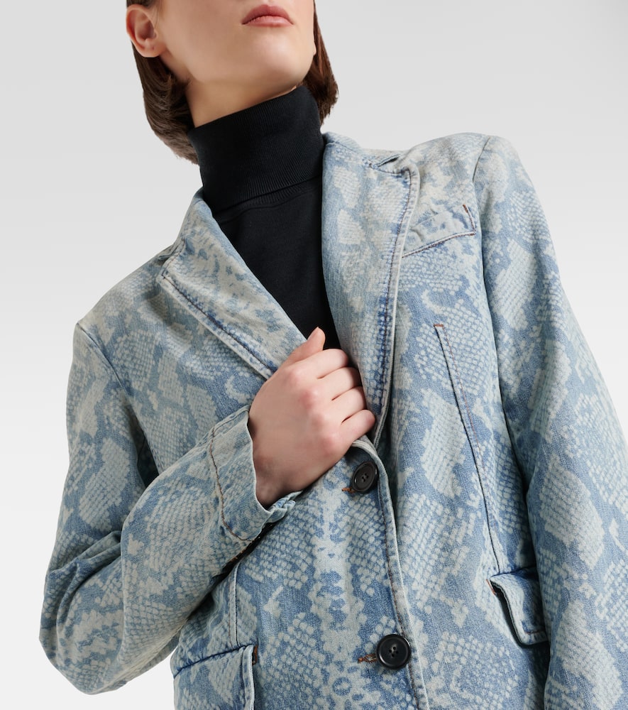 Snake-effect denim blazer