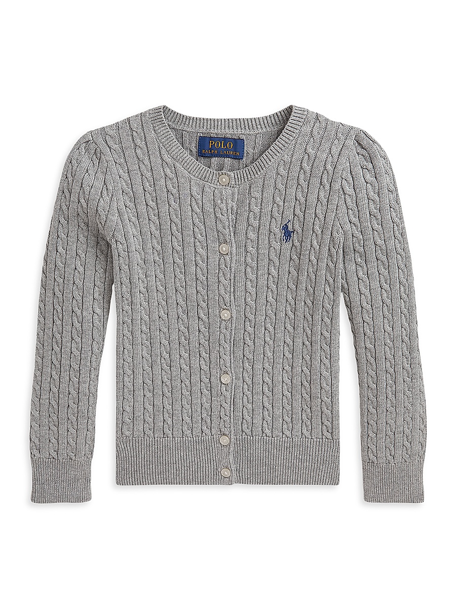 Little Girl's & Girl's Cable-Knit Cardigan - Heather Grey