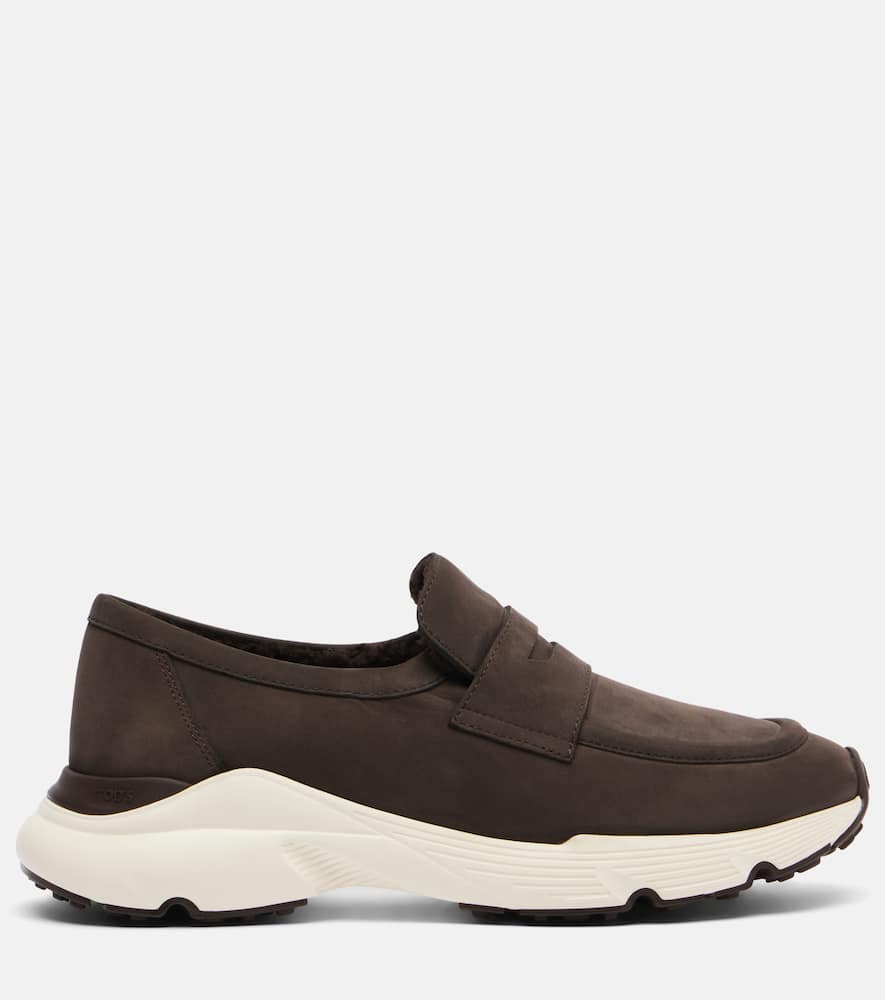 Shearling-lined leather slip-on shoes
