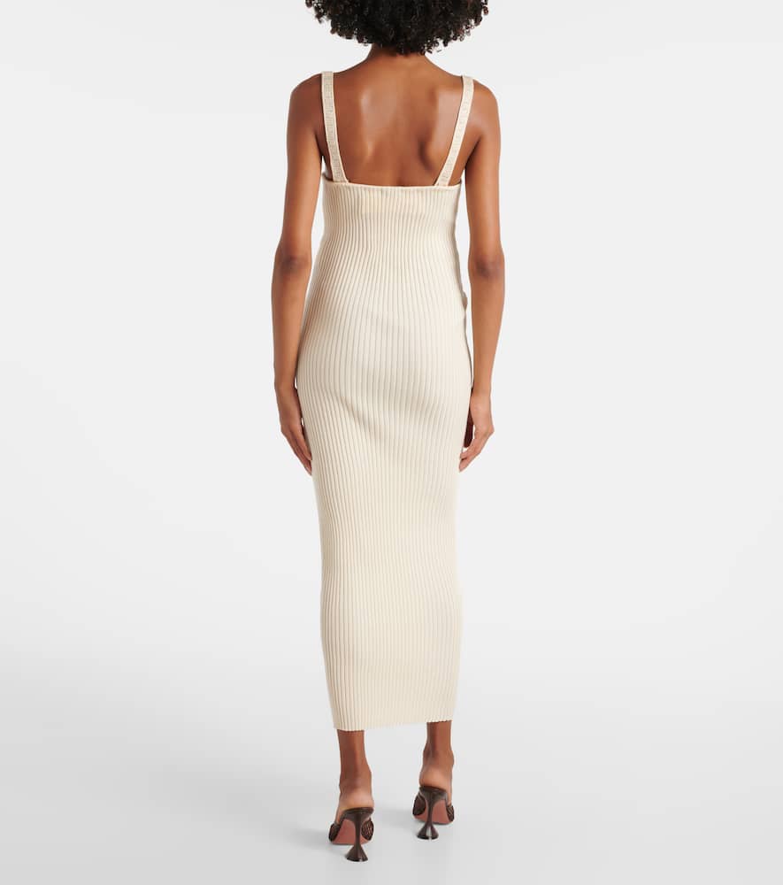 Ribbed-knit cotton midi dress