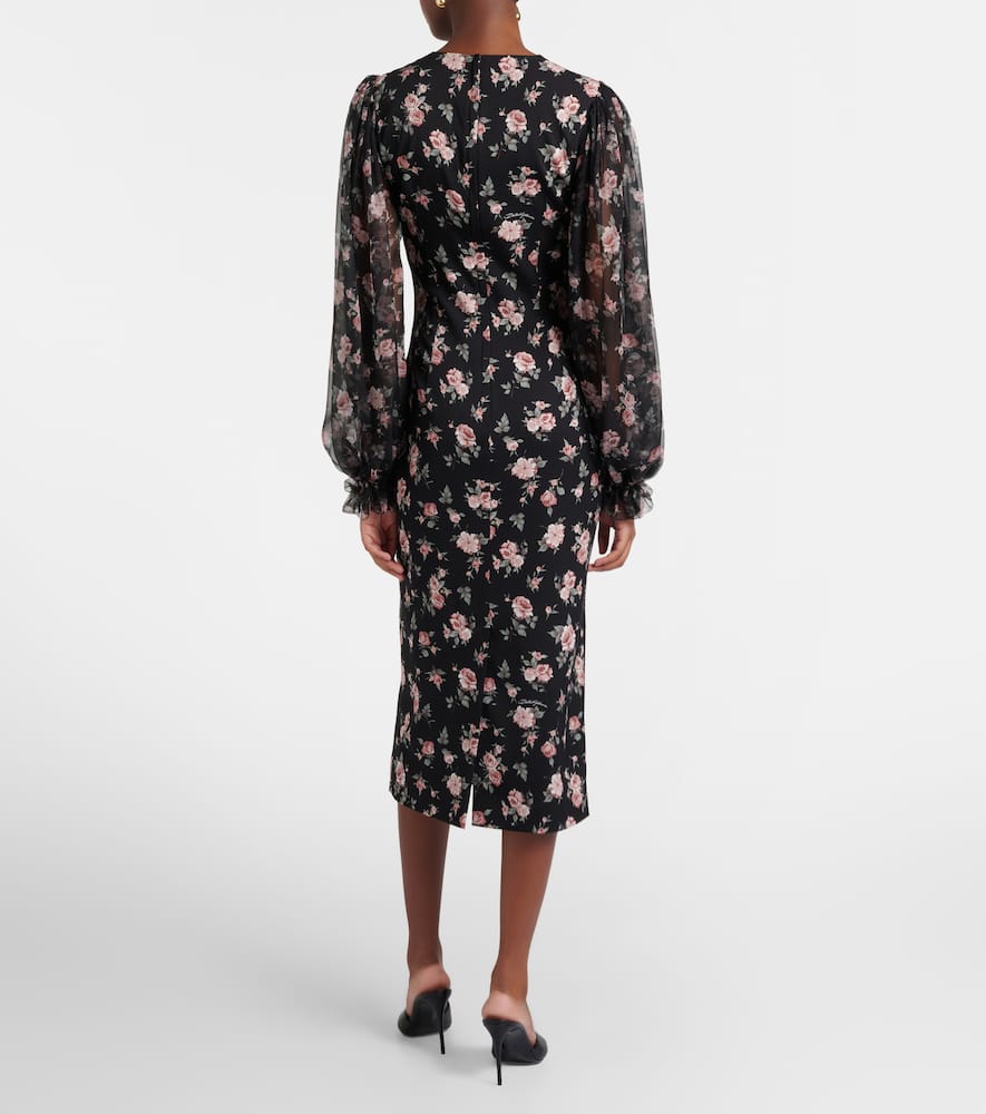Floral silk-blend midi dress