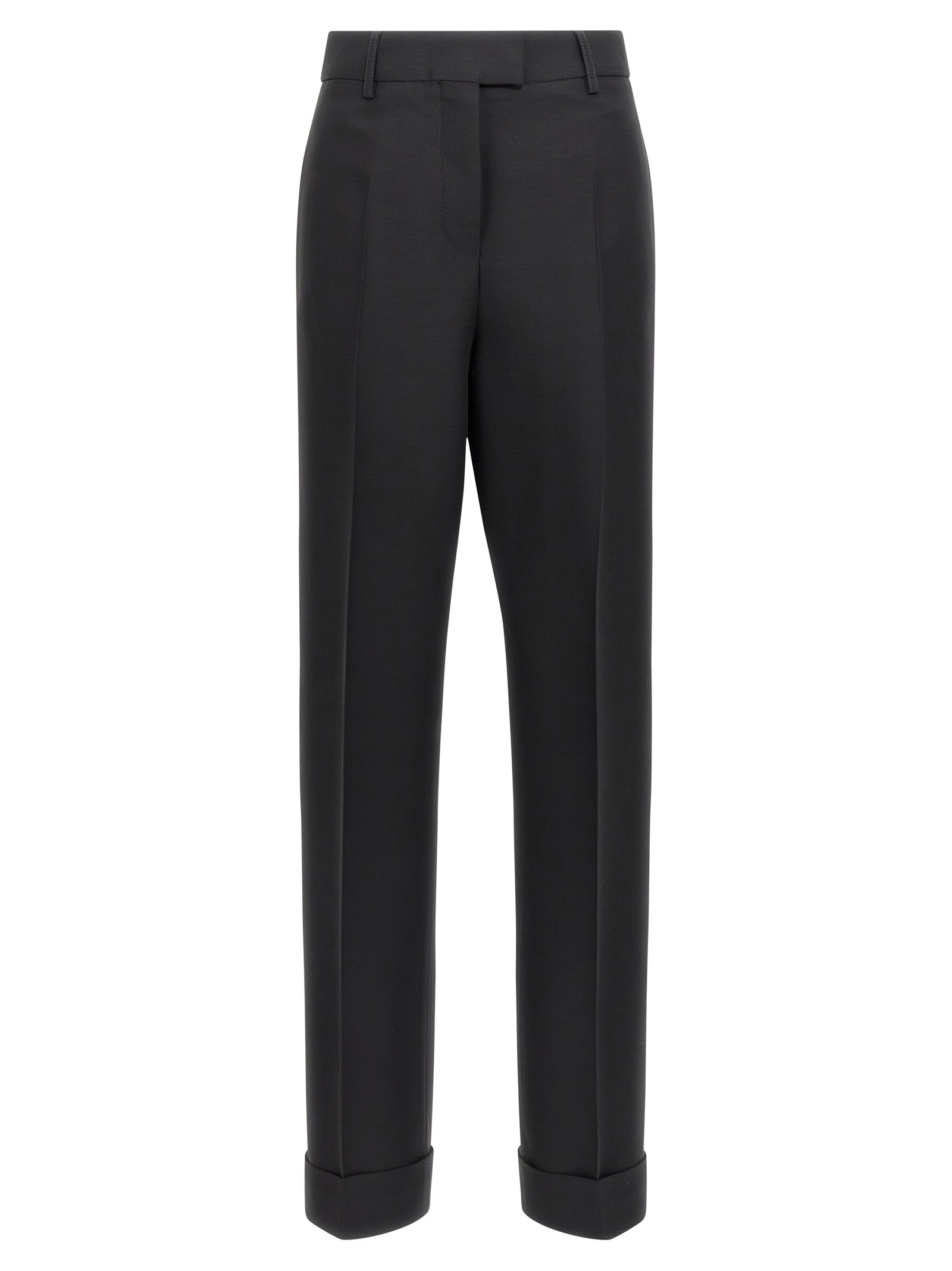 Viscose and Virgin Wool Trousers — Black