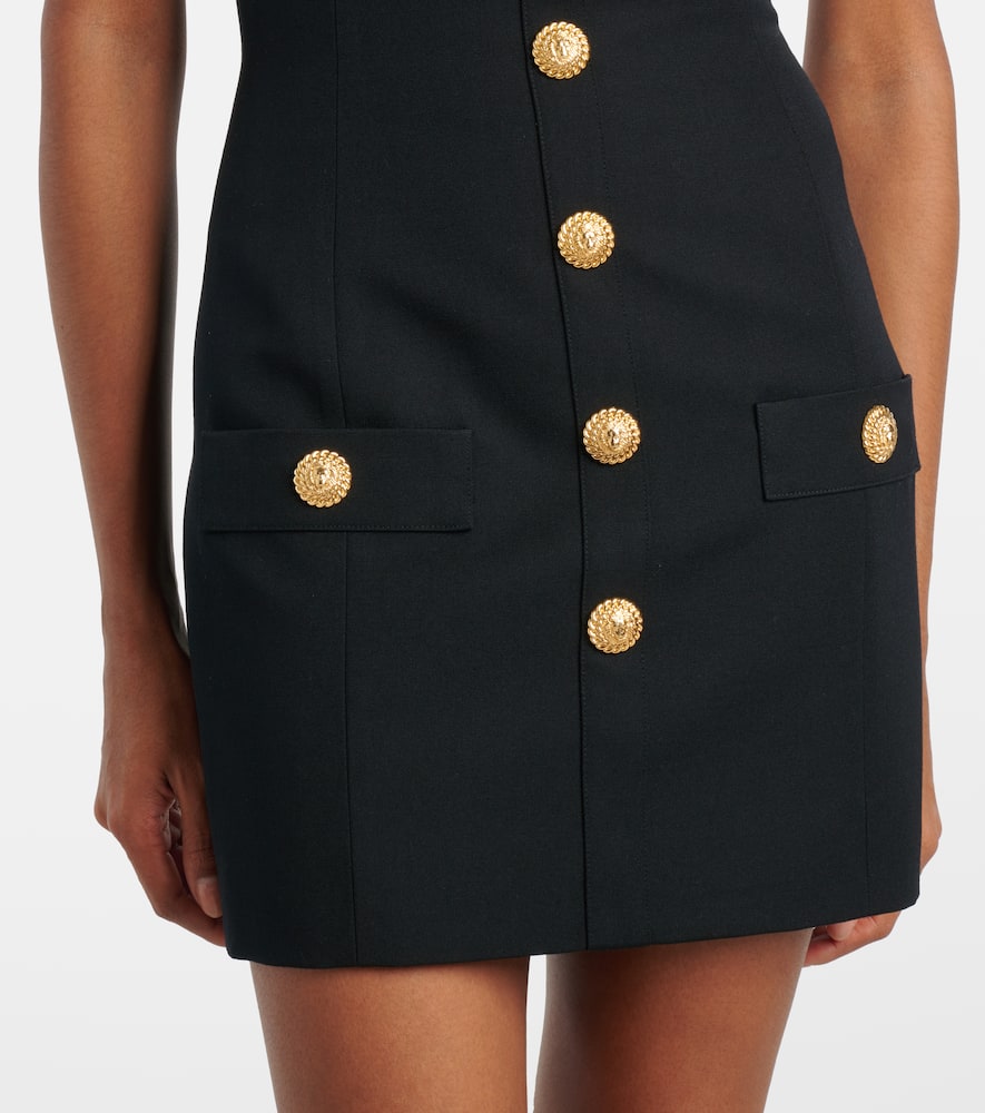 Halterneck wool grain de poudre minidress