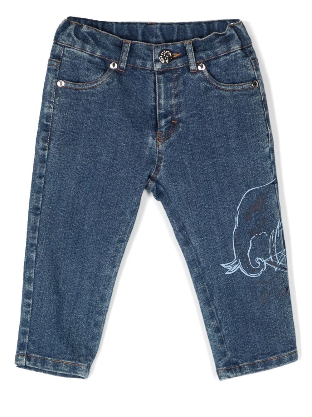 Logo-print tapered-leg jeans - Blue