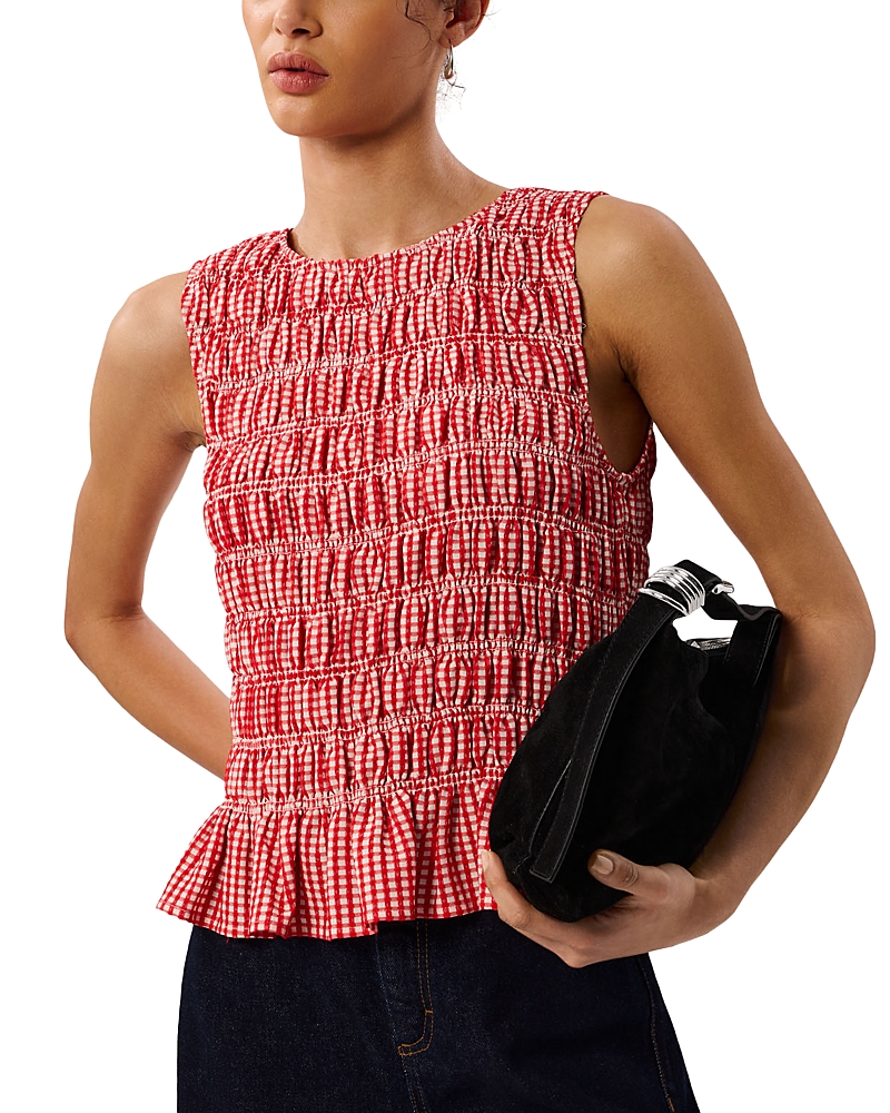 Gingham Shirred Top