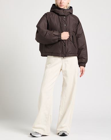 Woman Puffer Dark brown Size 6 Polyester, Cotton