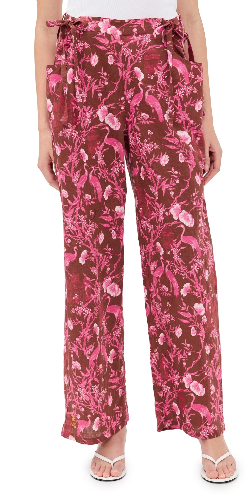 Move and Groove Snap Pants Cranes Pink Teakwood