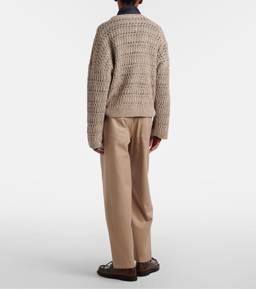 Cotton-blend straight pants