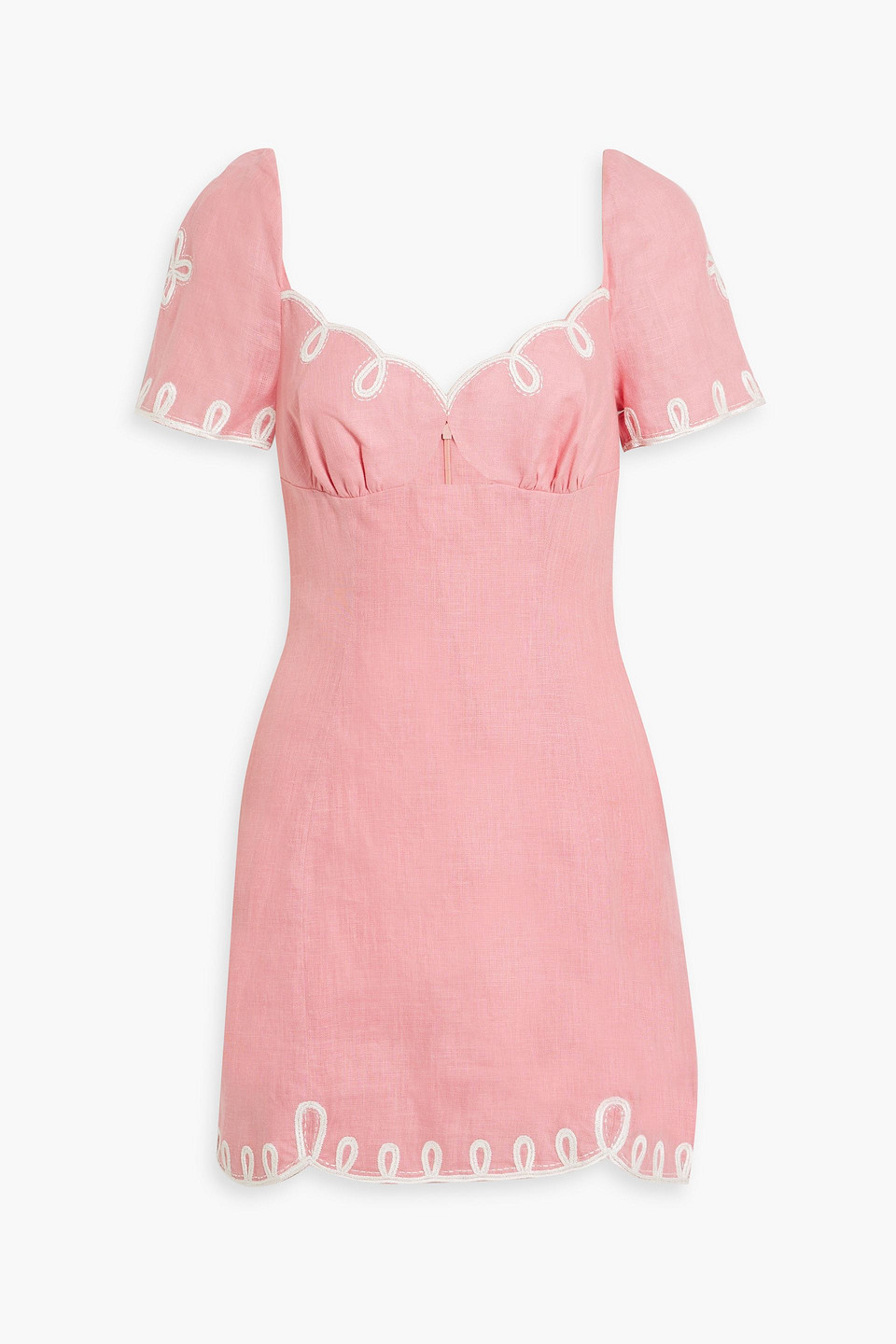 Halle embroidered cutout linen mini dress - Pink - UK 12
