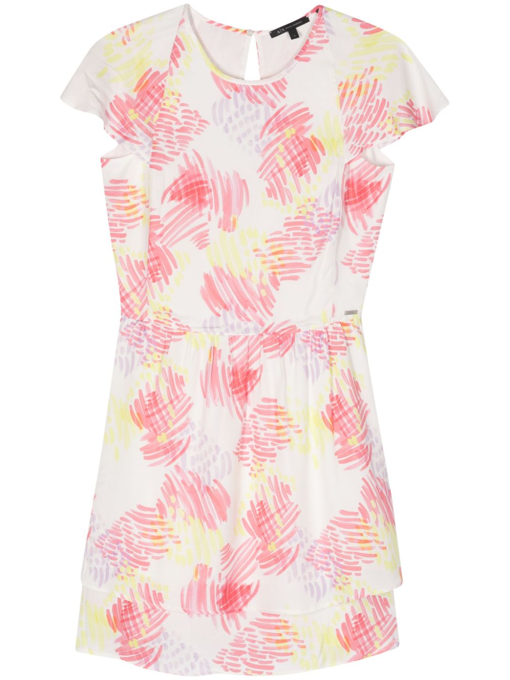 Graphic-print flared dress - White