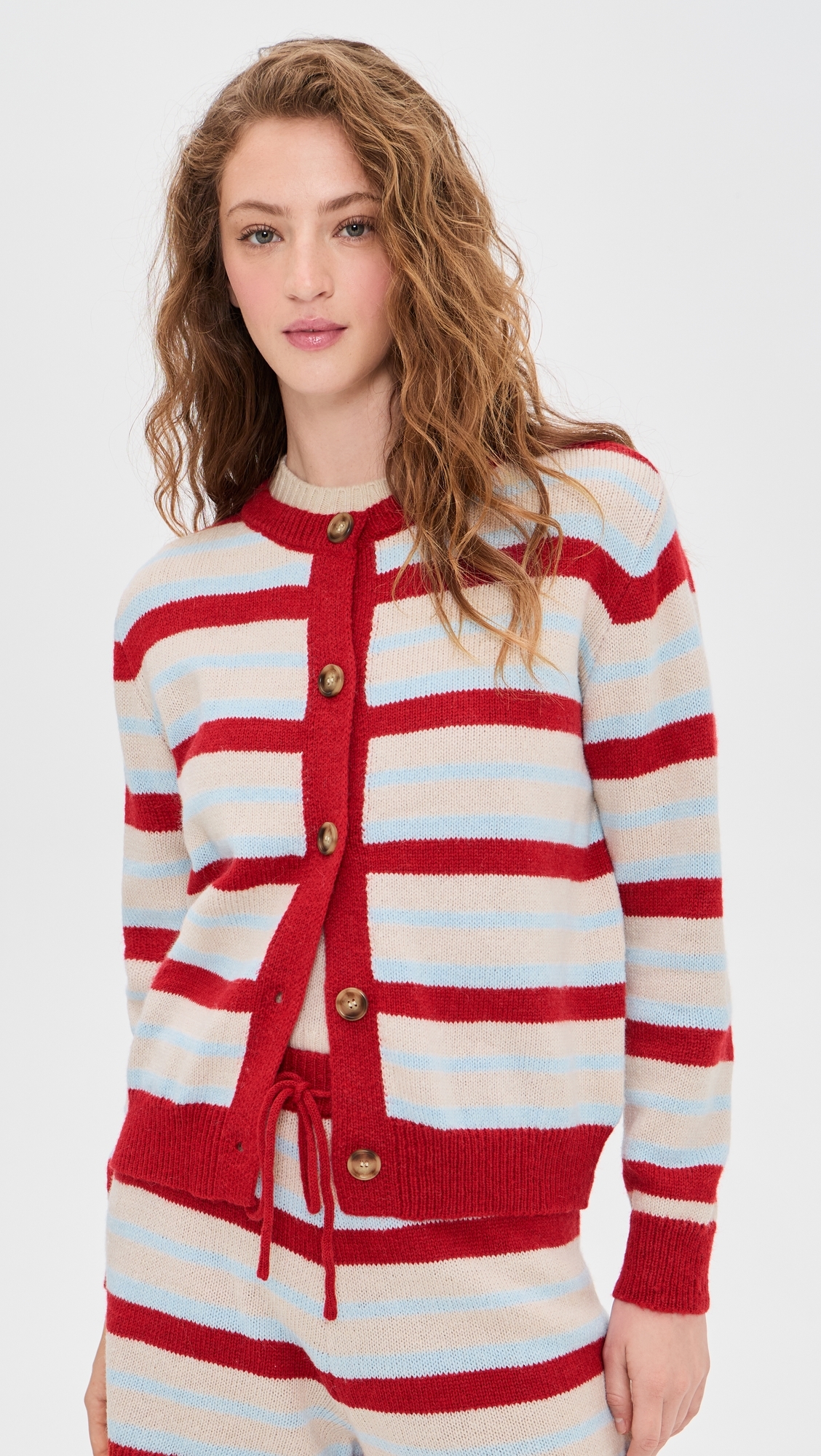 Millie Knit Cardigan Blue/Red Stripe M