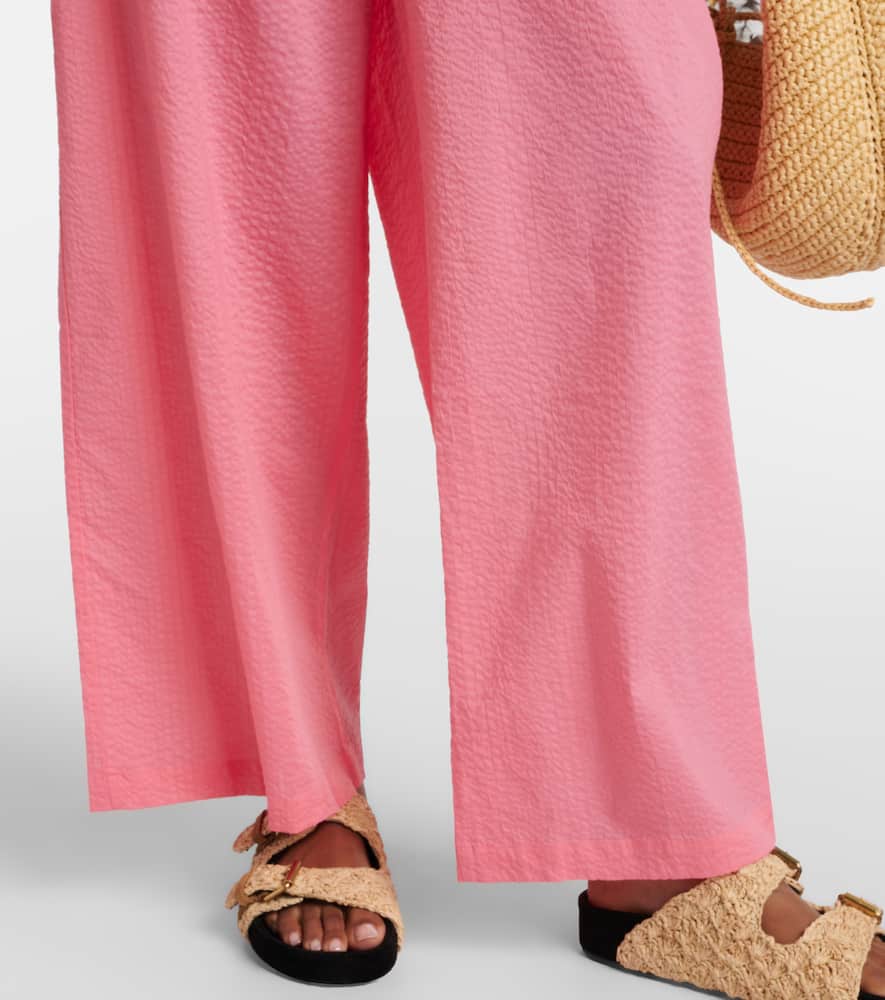 Mika high-rise cotton wide-leg pants