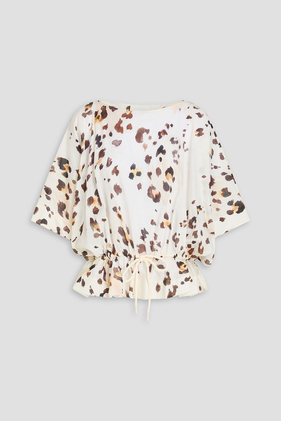 Leopard-print cotton-gauze blouse - White - 1