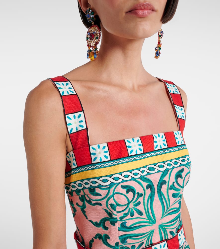 Printed cotton-blend minidress