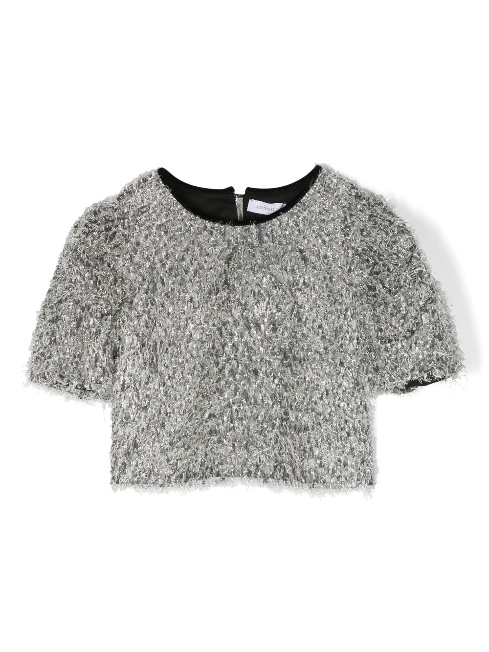 Feather-effect short-sleeve top - Silver