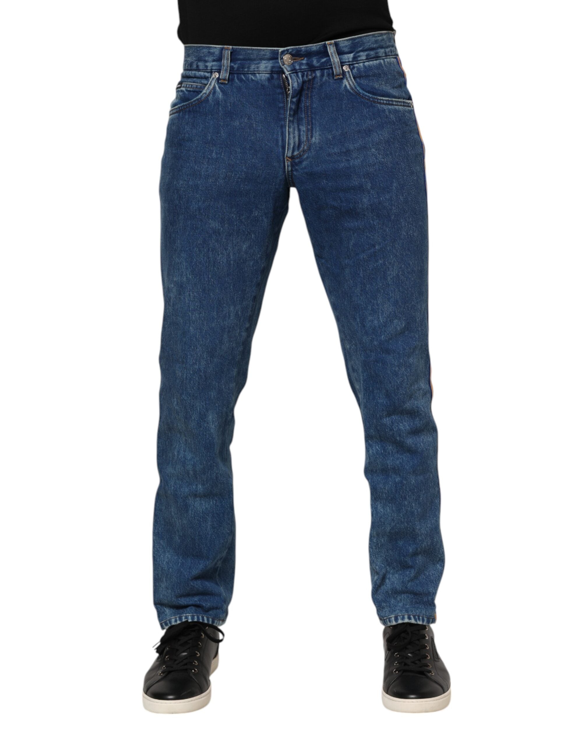 Cotton Tapered Denim Jeans — Blue