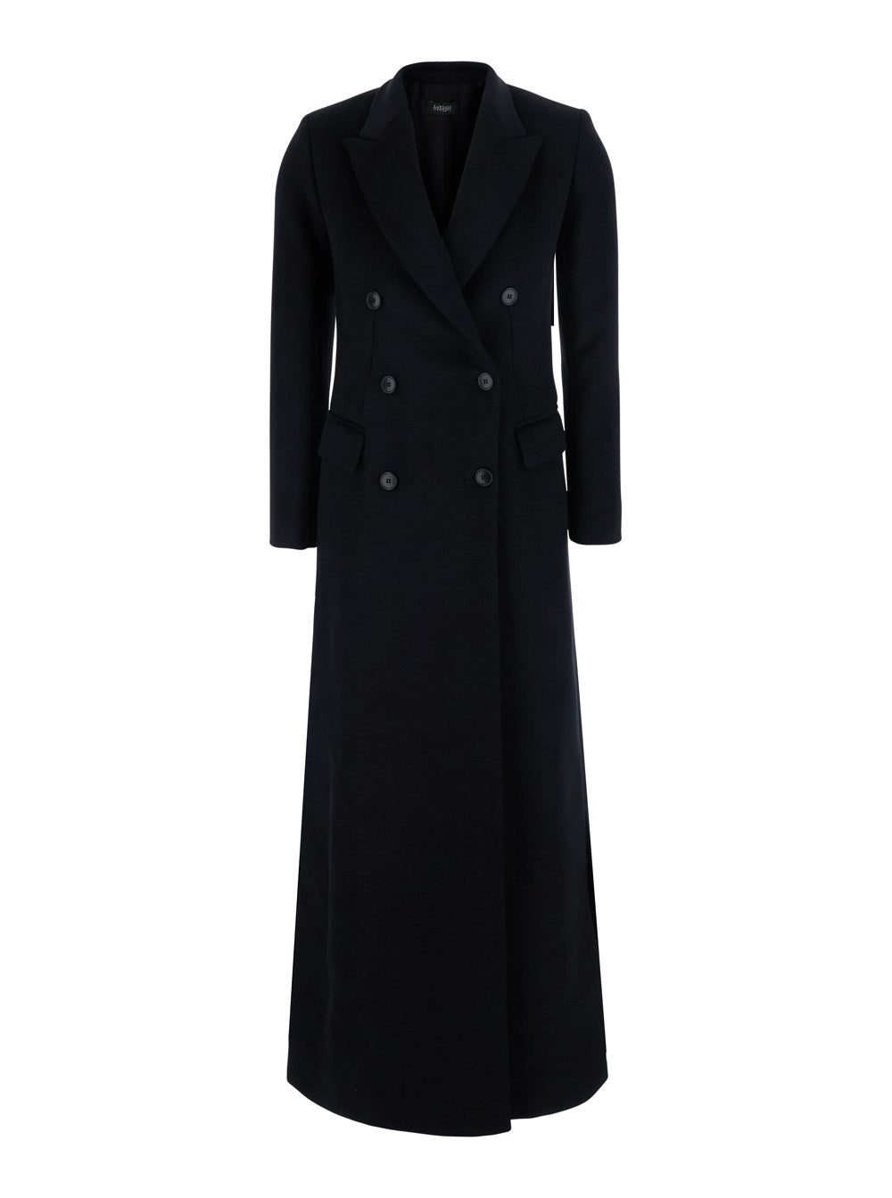 Double-Breasted Long Coat — Black