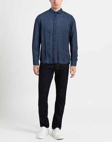 Man Shirt Navy Size 16 Linen