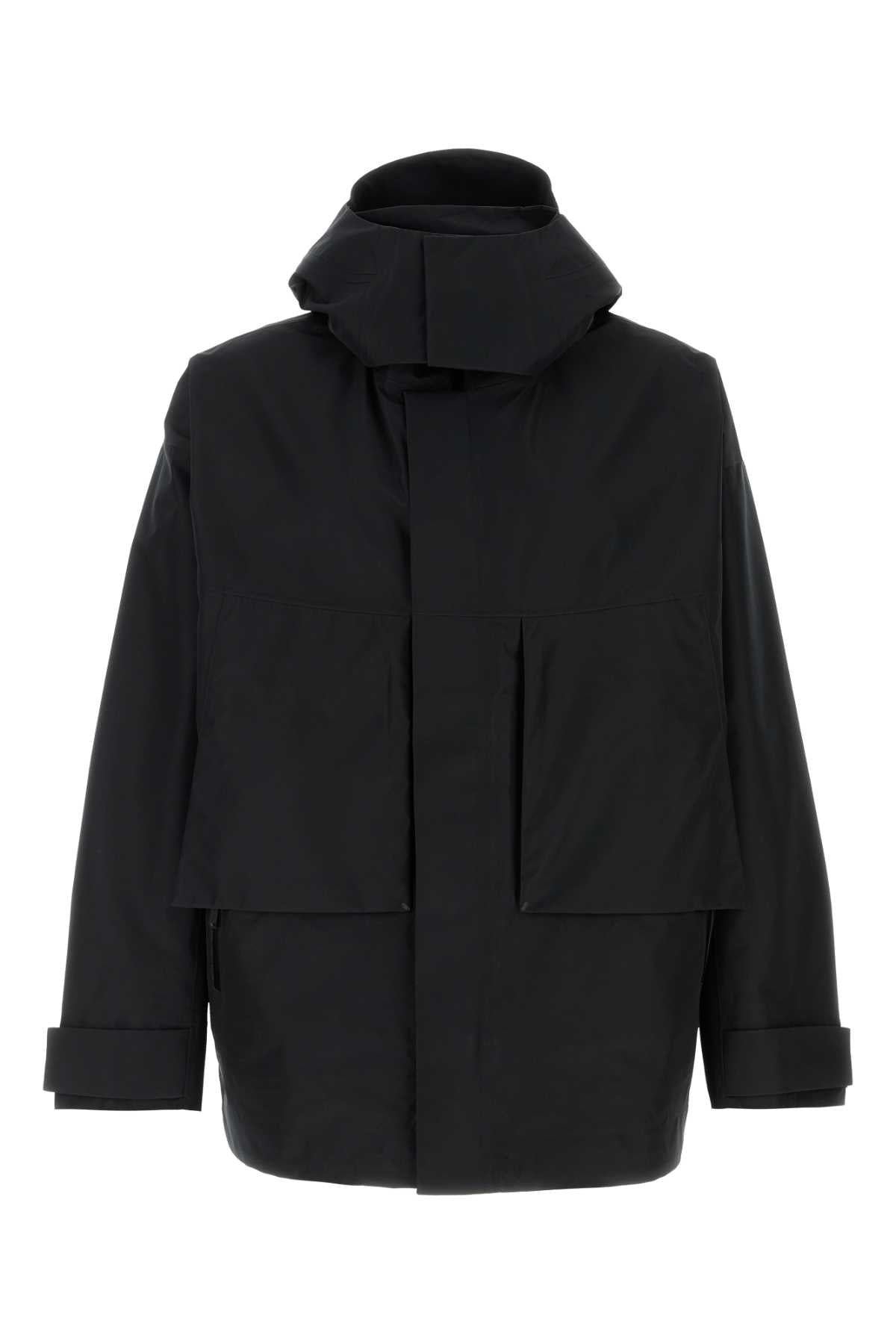 Hooded Polyester Jacket — Black