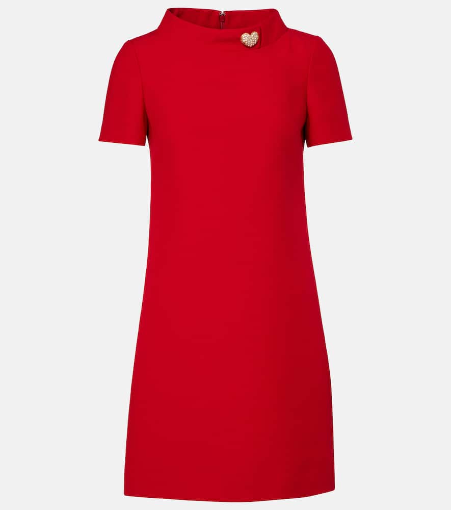 Embellished wool and silk minidress