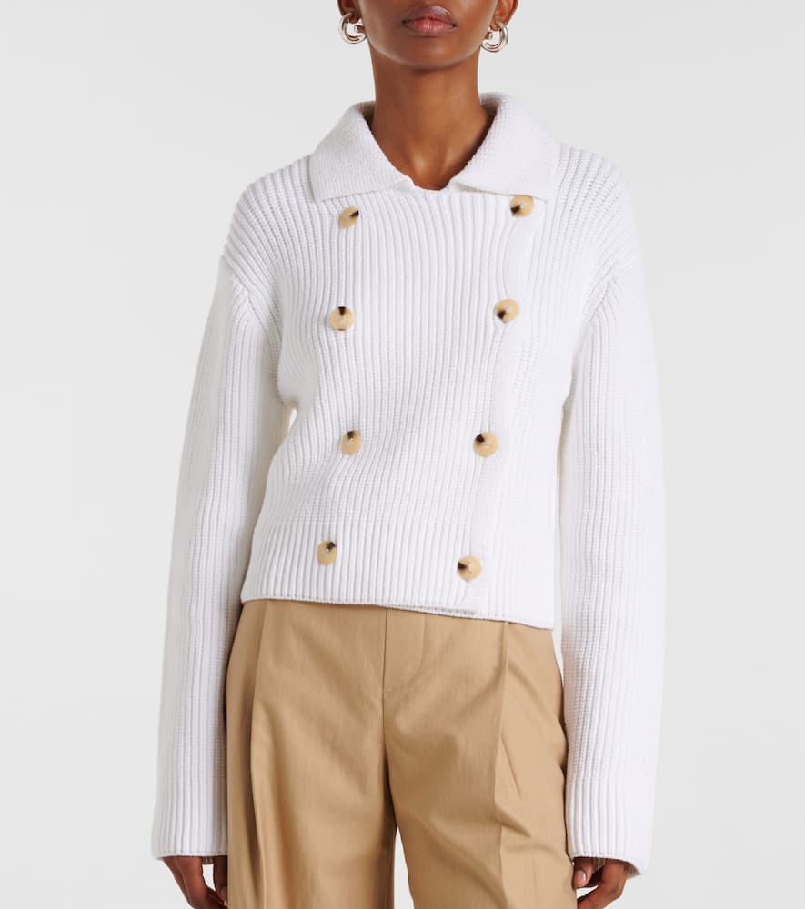 Double-breasted cotton-blend jacket