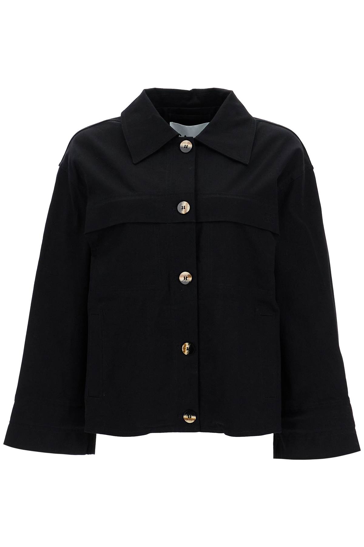 Knot-detail canvas shirt jacket - Black