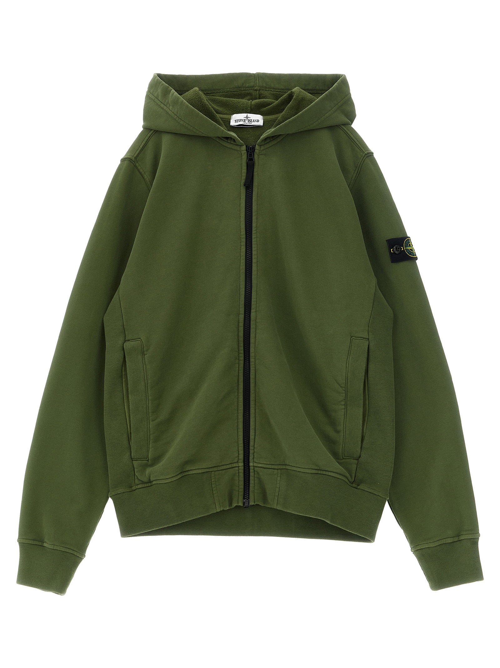 Logo Badge Pure Cotton Hoodie — Olive Green