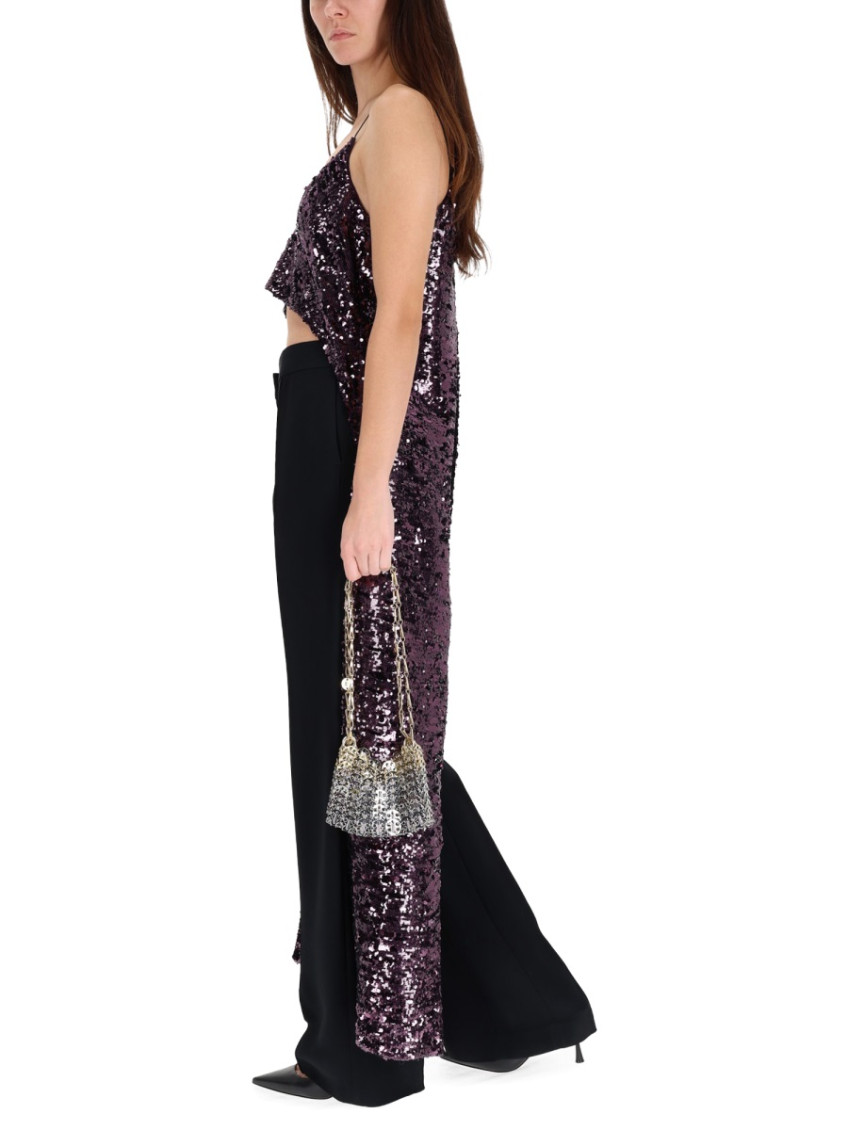 Purple Embellished Scoop Neck Dress