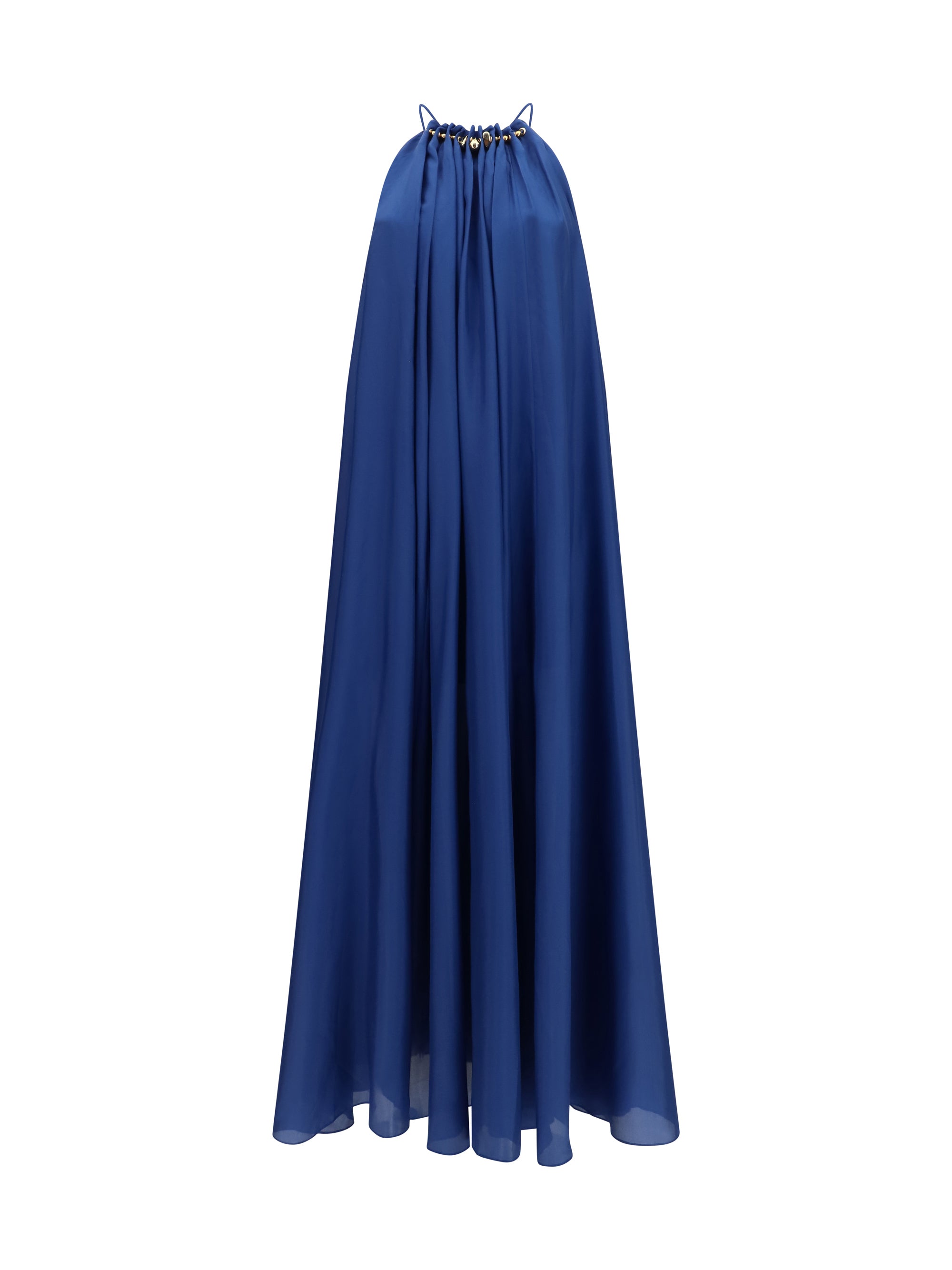 Aster Pleated Pearl Dress — Blue