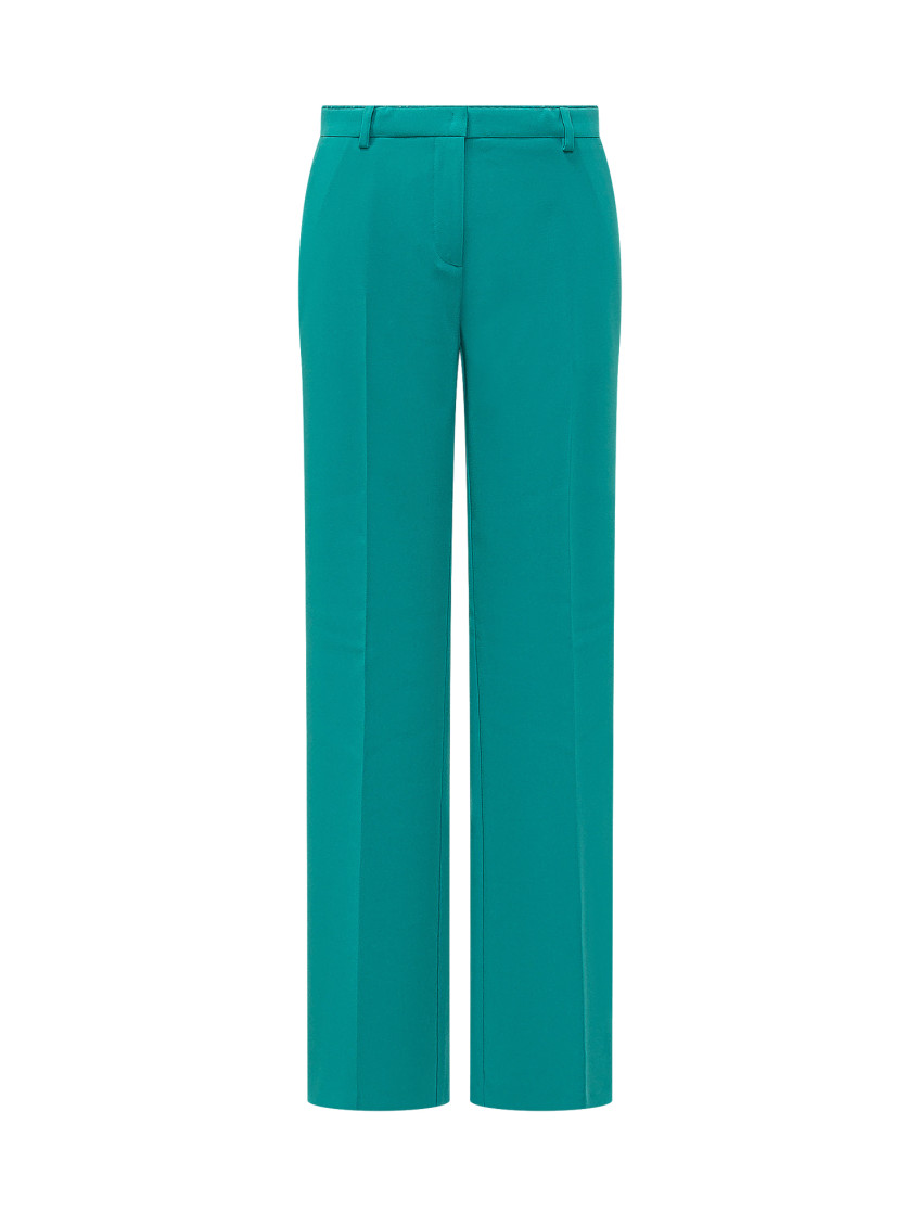 Green Straight Flat Front Pants