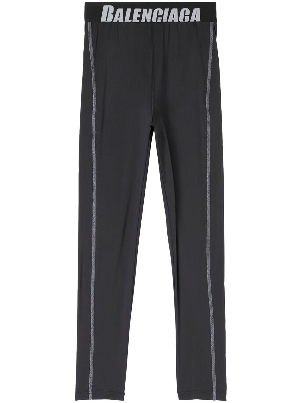 Logo-waistband stretch leggings - Black