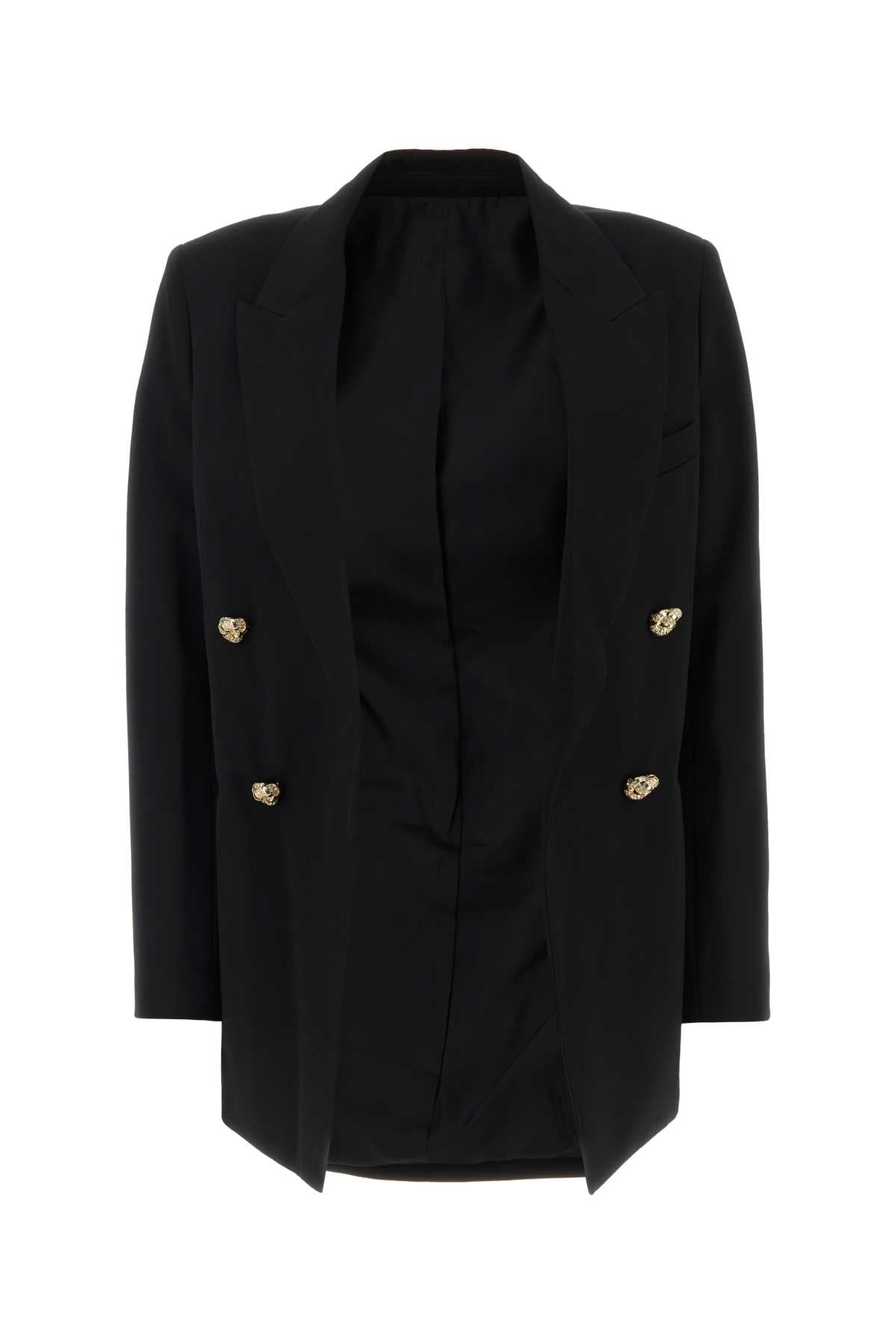 Double-Breasted Wool Blazer — Black