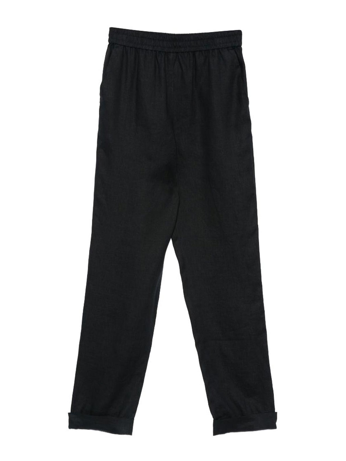 Emporio Armani - linen trousers elasticated waistband turn up cuff