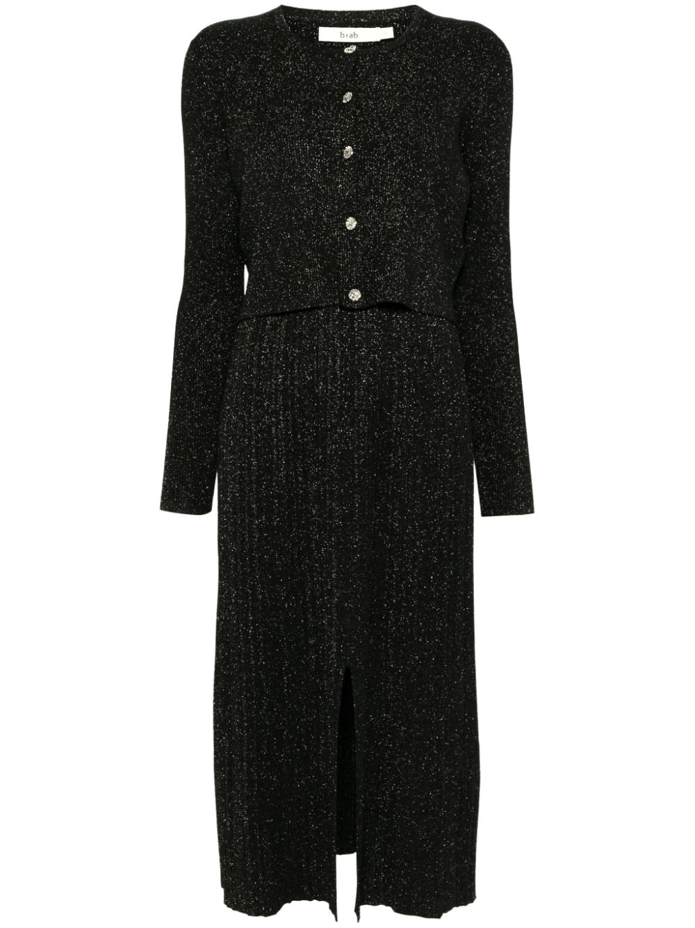 Button-up glitter cardigan dress set - Black
