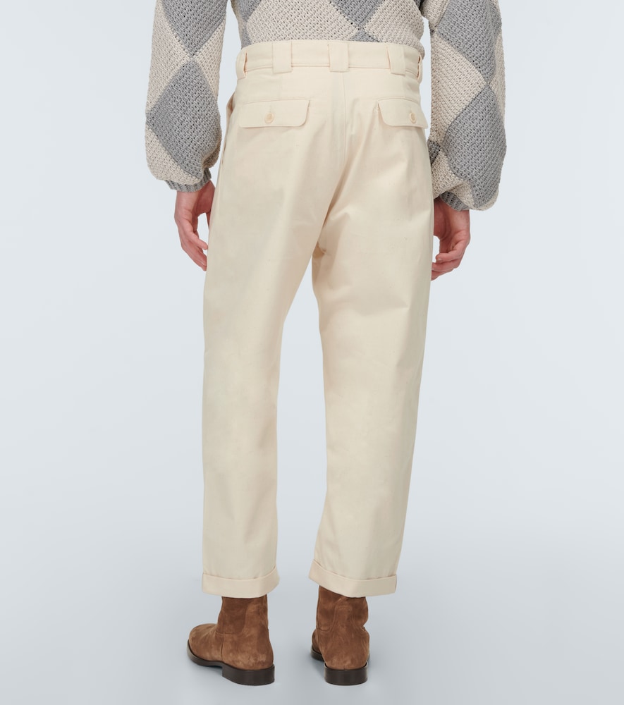 Embroidered straight cotton pants