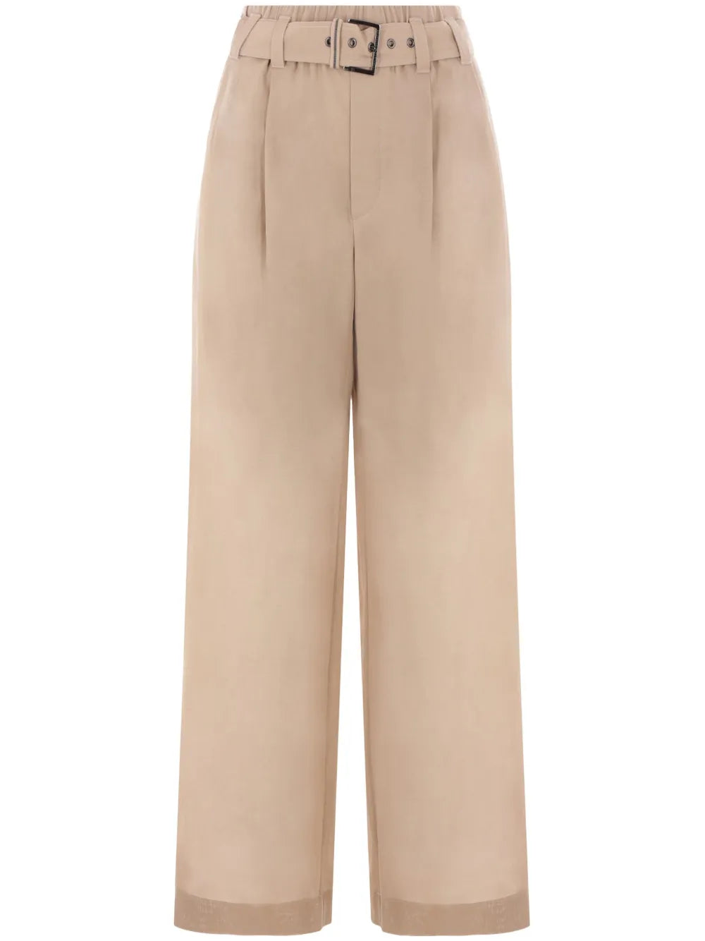 Belted Gauze Trousers — beige
